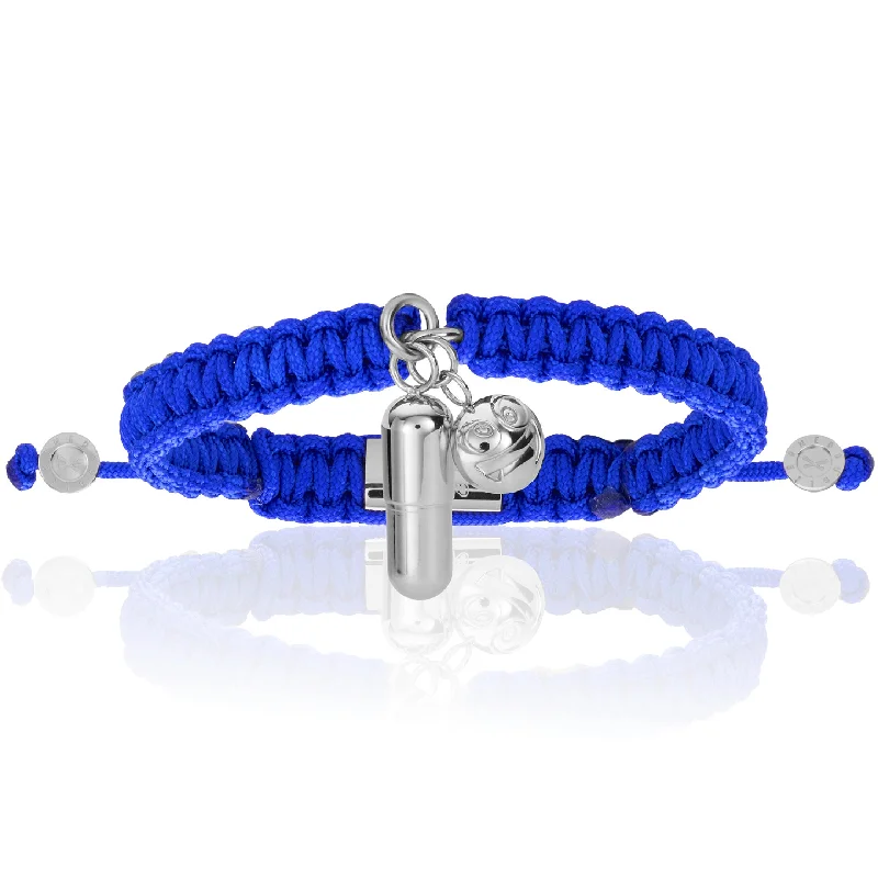 Pill Emoji Blue Polyester With Silver Bracelet