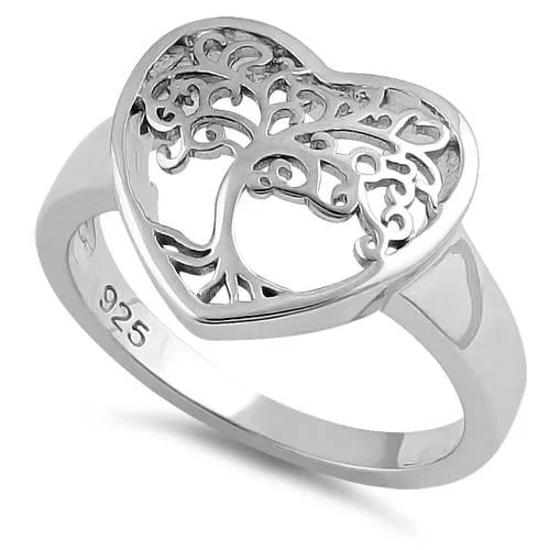 Sterling Silver Tree of Life Heart Ring