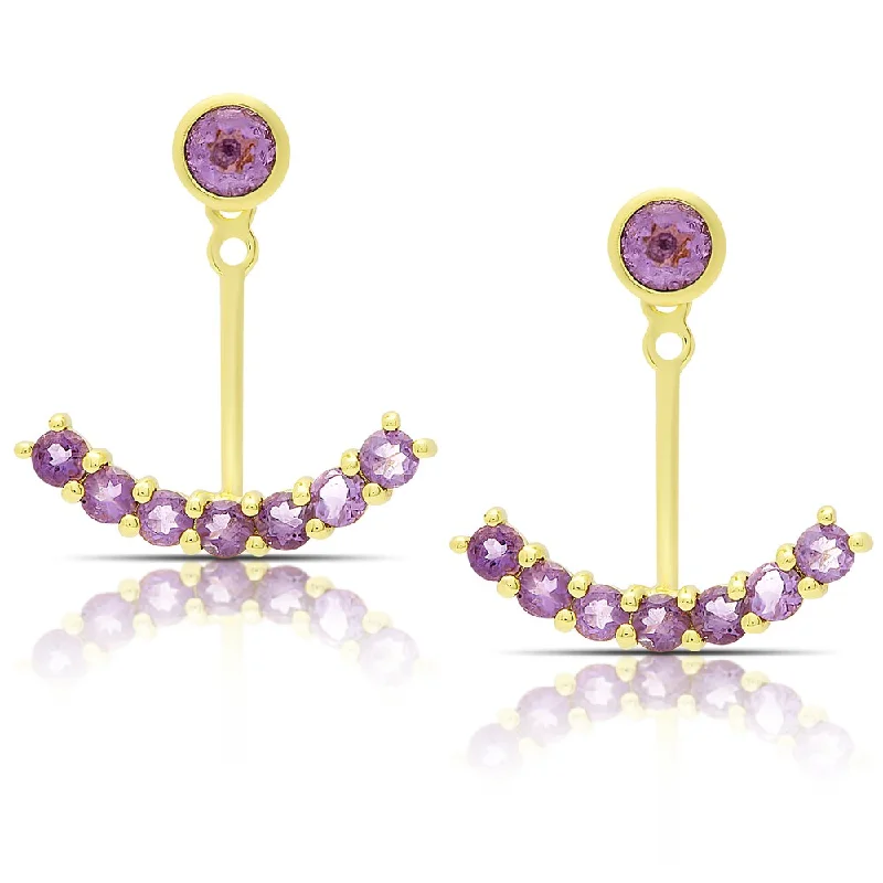 Dolce Giavonna Gold Over Sterling Silver Amethyst Jacket Earrings