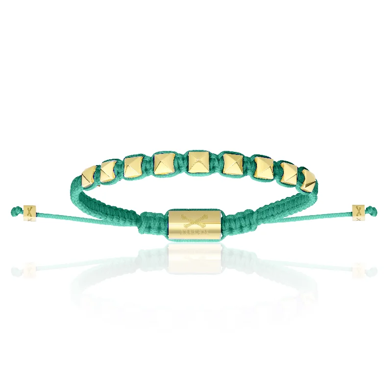 Cyan Nylon With Yellow Gold Polyester Stud Bracelet