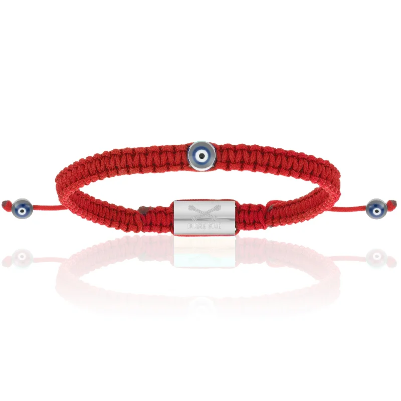 Mini Evil Eye Red Polyester With Silver Bracelet