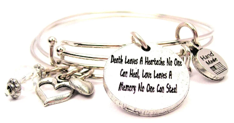 Death Leaves A Heartache No One Can Heal Love Leaves A Memory No One Can Steal Expandable Bangle Bracelet Set