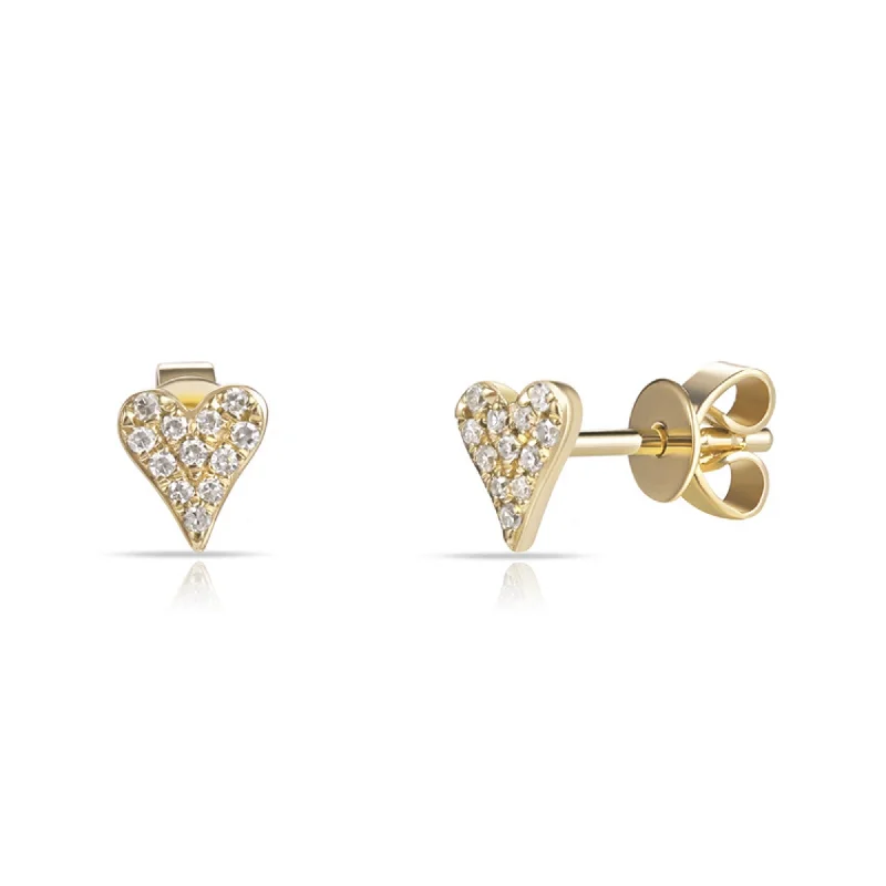 Joelle Diamond Pave Heart 1/10 cttw. Stud Earrings 14K Yellow Gold Stud Earrings