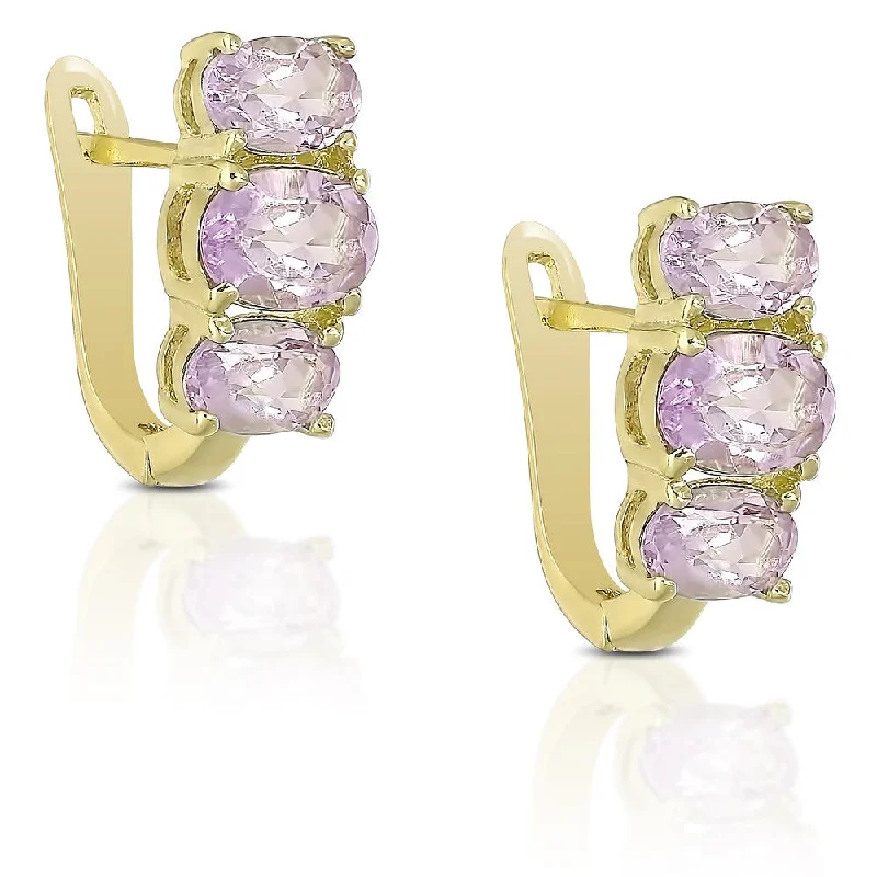 Dolce Giavonna Gold over Sterling Silver Gemstone Earrings