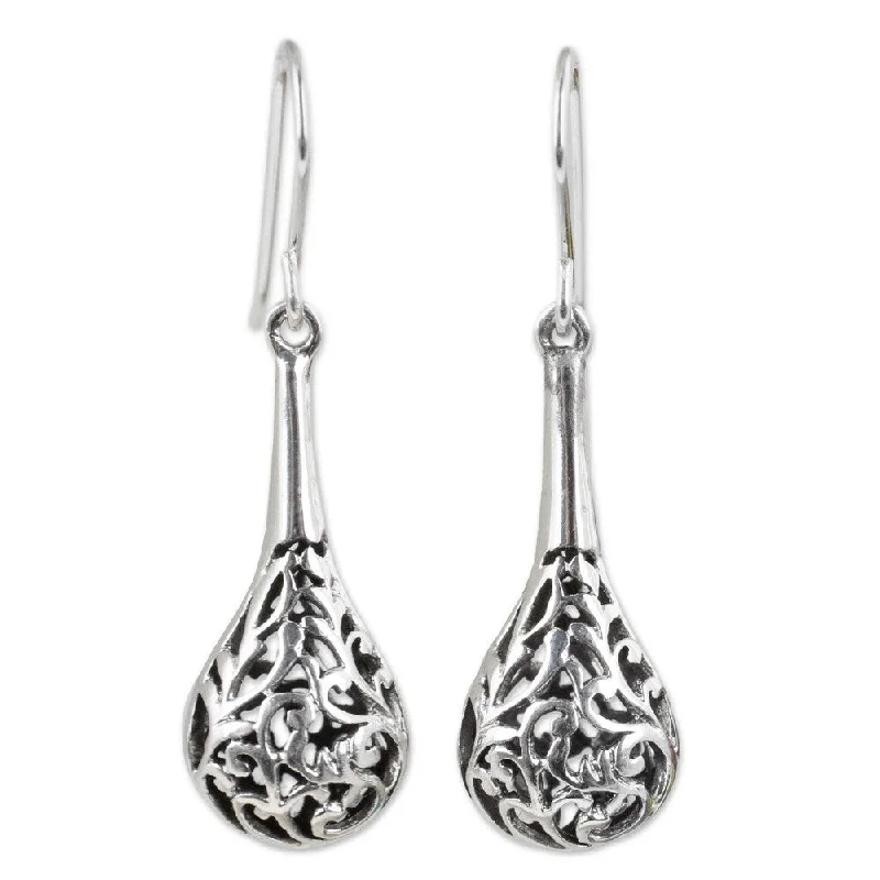 Handmade Forest Fern Sterling Silver Teardrop Earrings