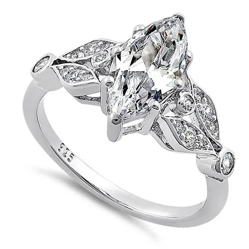 Sterling Silver 1.50 ct. Marquise CZ Engagement Ring