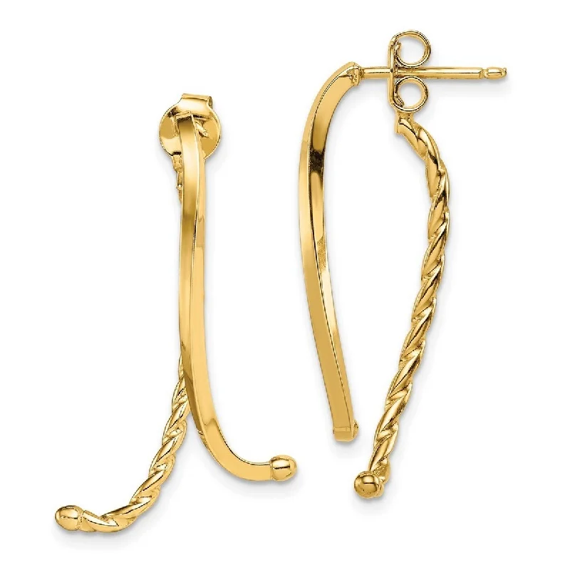 Curata 14k Polished and Twisted Front And Back Post Earrings