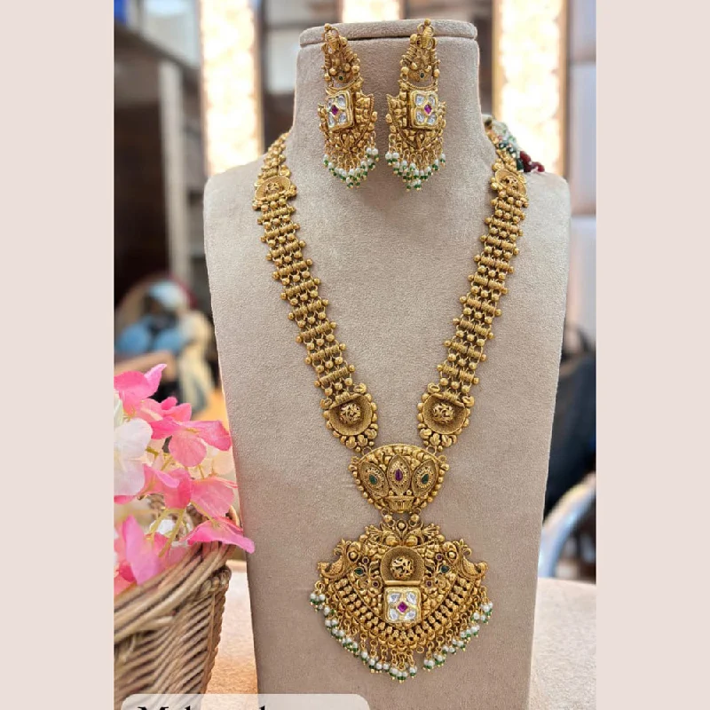 Jewel Addiction Copper Gold Pota Stone Long Necklace Set