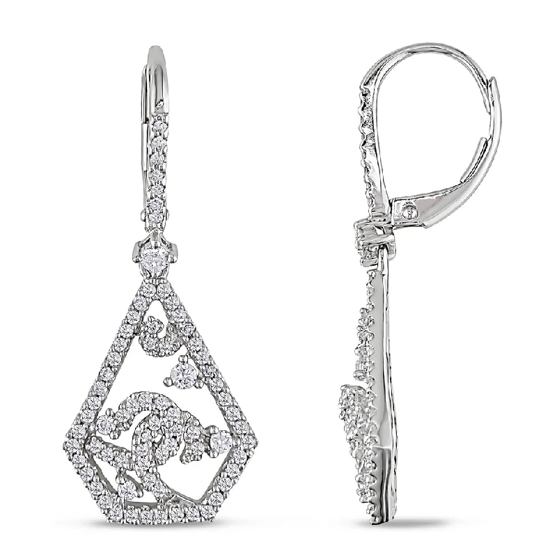 Miadora Signature Collection 14k White Gold 3/4ct TDW Diamond Dangle Earrings