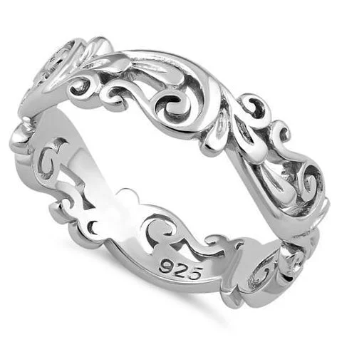 Sterling Silver Vines Band Ring