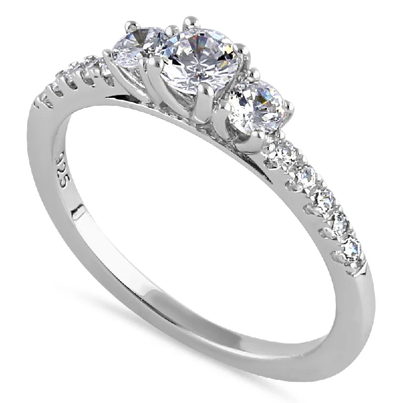 Sterling Silver 3 Stone CZ Ring