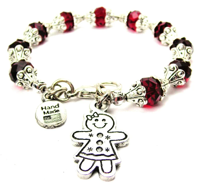 Gingerbread Girl Capped Crystal Bracelet