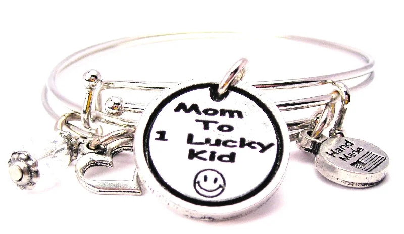 Mom To 1 Lucky Kid Expandable Bangle Bracelet Set