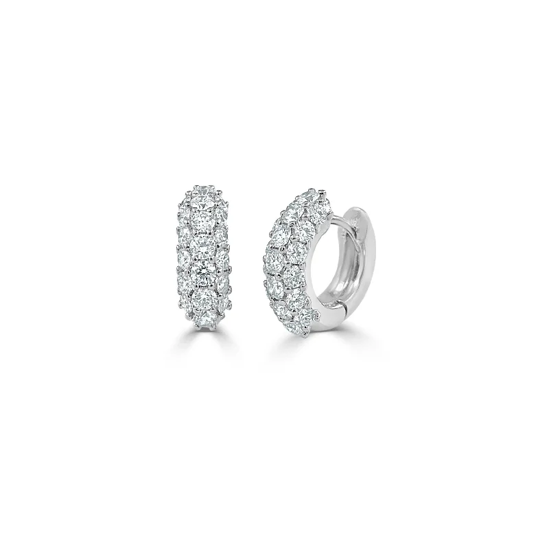 Joelle Diamond Huggie Earrings 14K White Gold 1 1/2 CT TDW