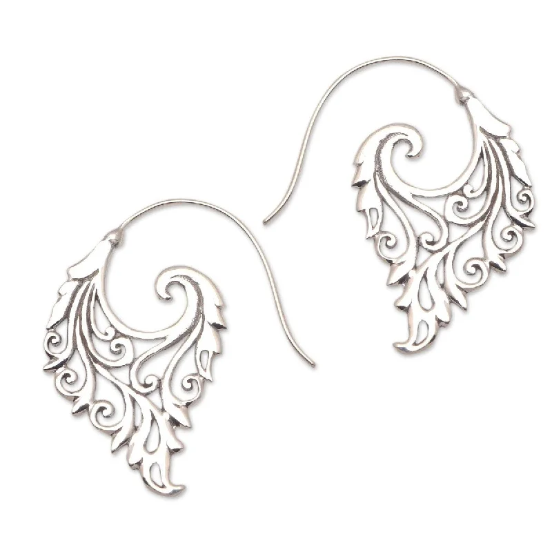 NOVICA Exciting Vines, Sterling silver half-hoop earrings - 1.6*0.1