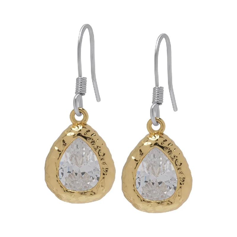 Victoria Townsend Yellow Gold Plated Pear Cubic Zirconia Dangle Drop Earrings