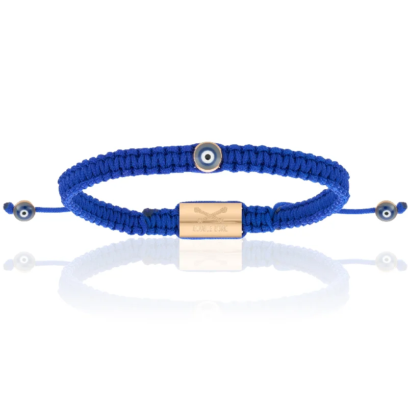 Mini Evil Eye Blue Polyester With 18K Pink Gold Bracelet