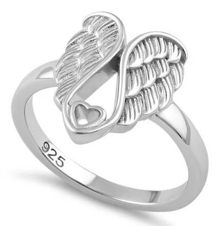 Sterling Silver Angel Wings Ring