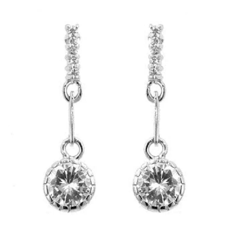 Fashionable Simple Cubic Zirconia Drop Earrings Trendy Dangle Fashion Accessories - 25 (mm) X 6.9 (mm) X 4 (mm)