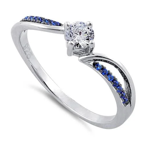 Sterling Silver Blue CZ Ring