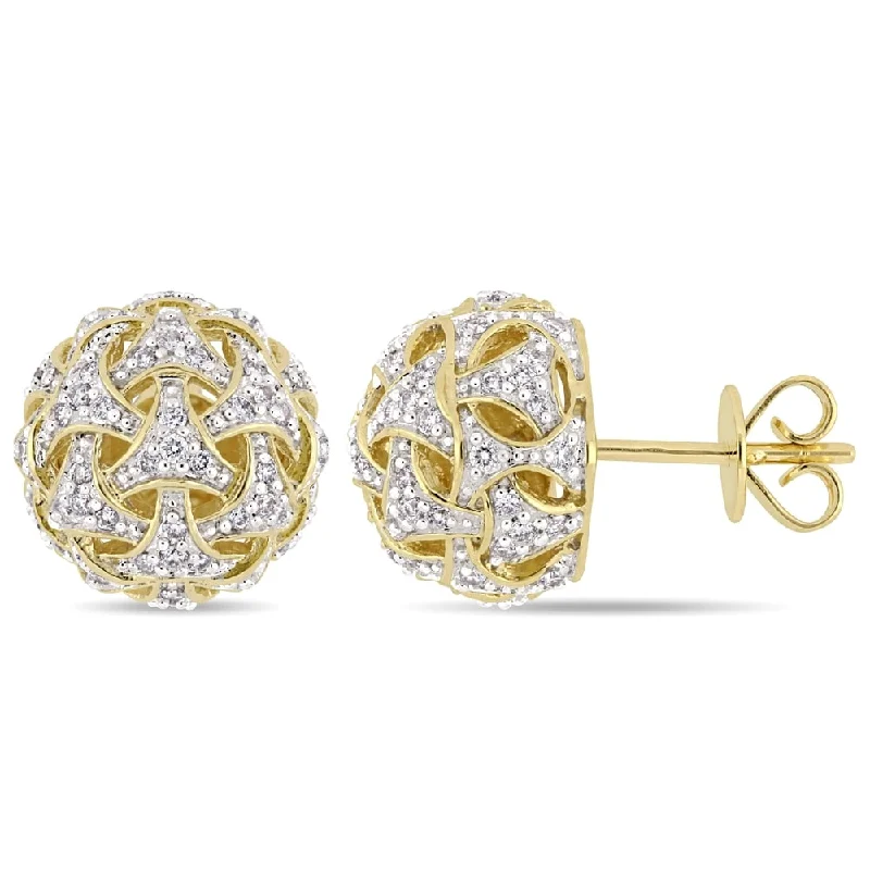 Miadora Signature Collection 14k Yellow Gold 1/2ct TDW Diamond Cluster Ball Stud Earrings