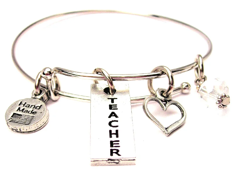 Teacher Letters Going Down Expandable Bangle Bracelet