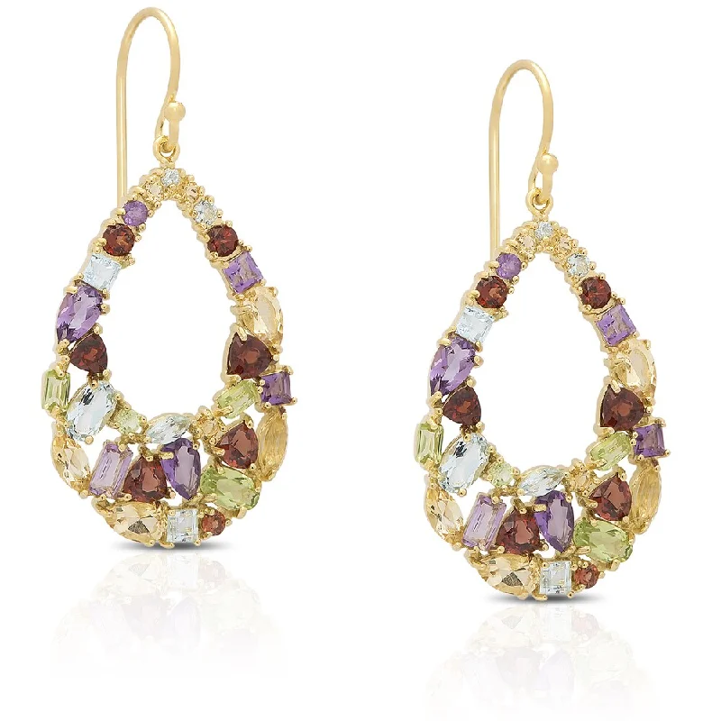 Dolce Giavonna Gold Over Sterling Silver Multi Gemstone Teardrop Earrings