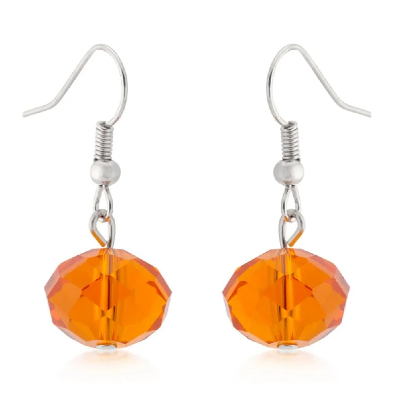 Lightweight Orange Faceted Bead Earrings Comfortable For All-Day Wear - 31.5 (mm) X 13 (mm) X 11.1 (mm)