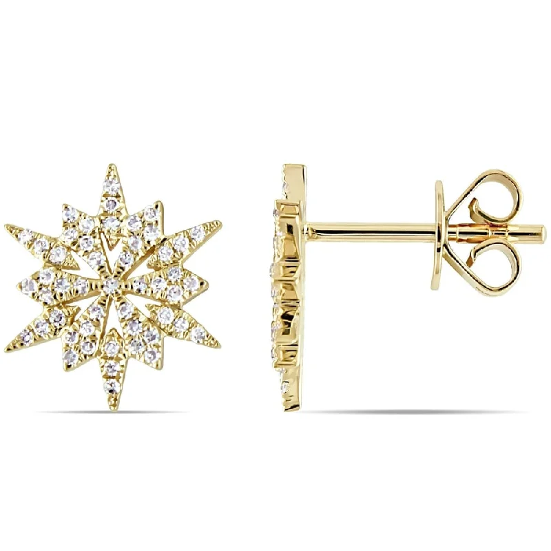 Miadora 14k Yellow Gold 1/6ct TDW Diamond Star Stud Earrings