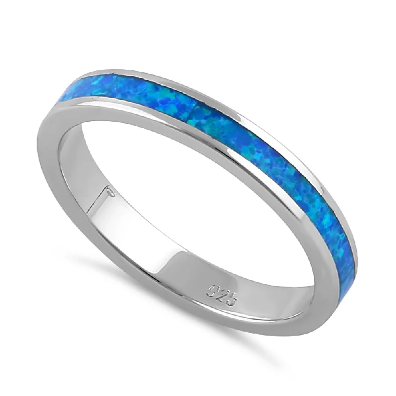 Sterling Silver Seamless Lab Opal Ring