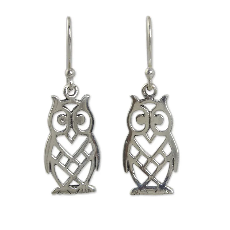 Handmade Sterling Silver 'Petite Owl' Earrings (Thailand)