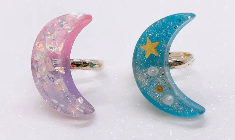 Instant Shipping! Sparkle Moon Ring (2 Colors)