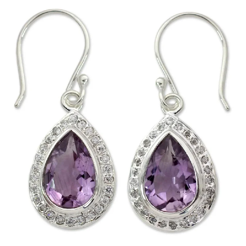 Amethyst Dangle Earrings, 'Mughal Mystique' (India) - 1.4*0.5