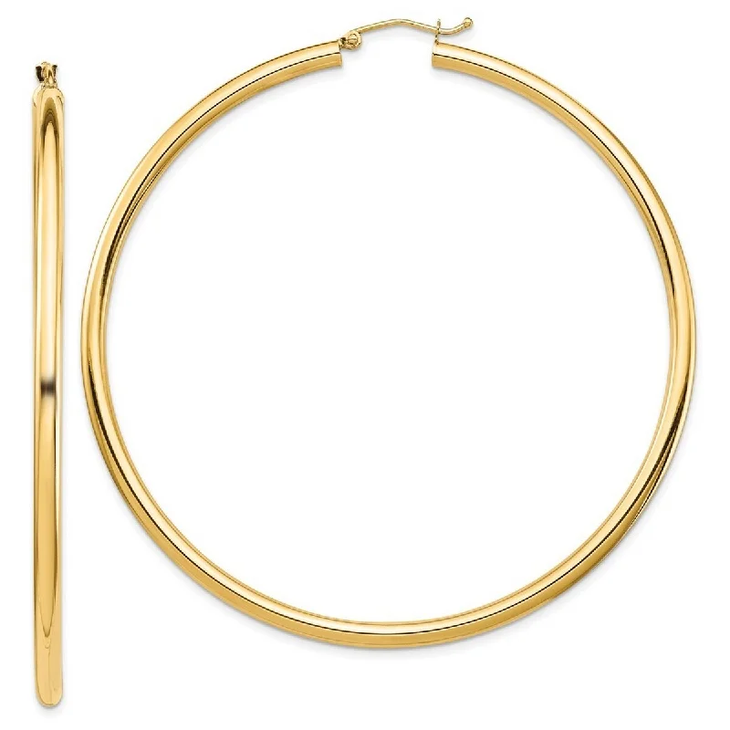 Curata 14k Yellow Gold Lightweight 70x3mm Polished Hoop Earrings