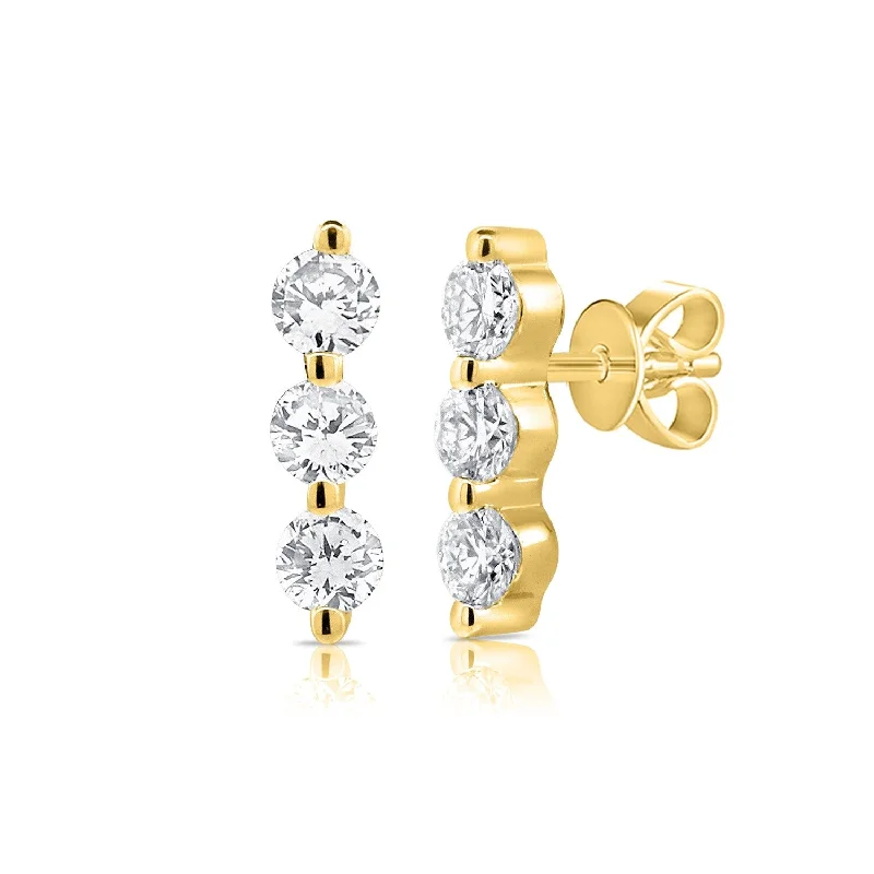 Joelle Diamond Bar Earrings - Diamond Graduate Stud 14K Gold 1/4 Cttw. Available in White, Rose, Yellow Gold -