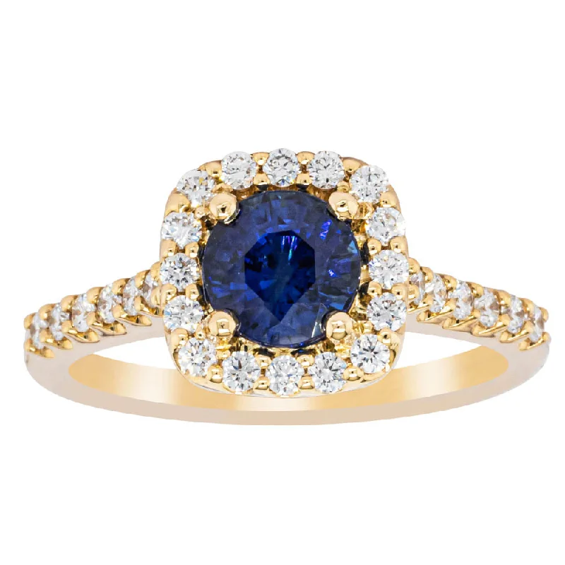 18ct Yellow Gold 1.42ct Sapphire & Diamond Manhattan Ring