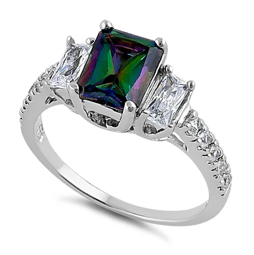 Sterling Silver Mystic Rainbow CZ Ring