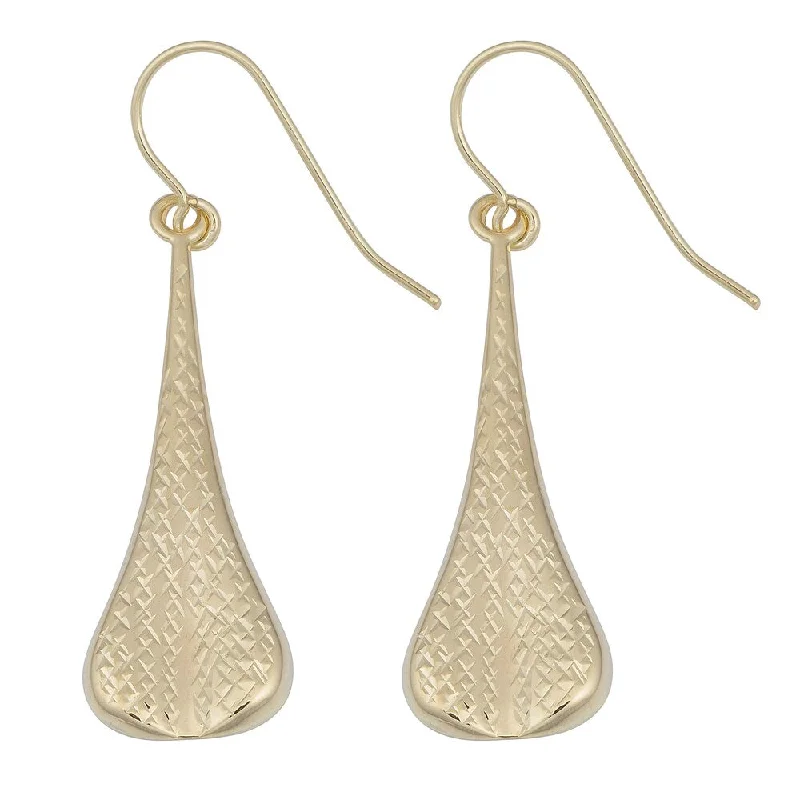 Fremada 10k Yellow Gold Diamond-cut Finished Surface Teardrop Dangle Earrings