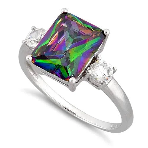 Sterling Silver Mystic Rainbow CZ Ring