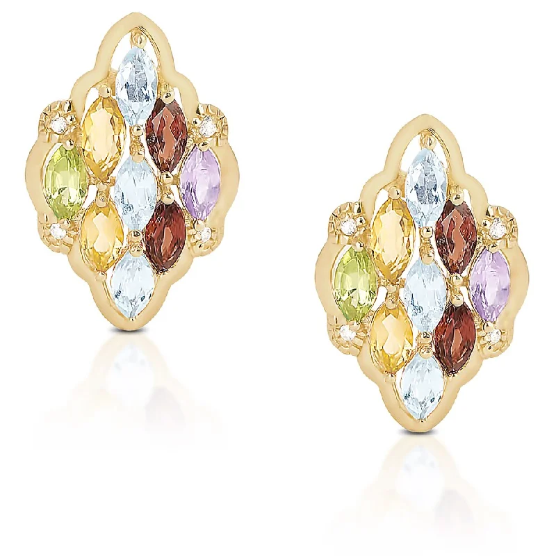 Dolce Giavonna Gold Over Sterling Silver Multi Gemstone Stud Earrings