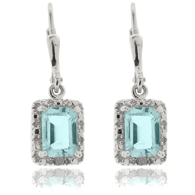 Dolce Giavonna Sterling Silver Blue Topaz and Diamond Accent Earrings