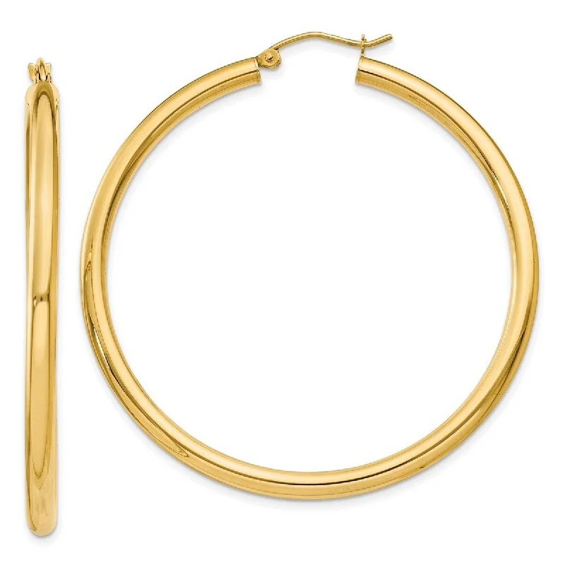 Curata 14k Yellow Gold Polished 3x50mm Light Classic Hoop Earrings