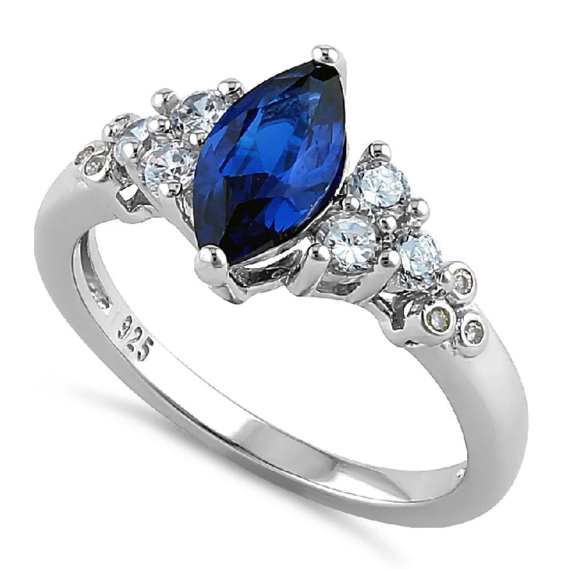 Sterling Silver Marquise Blue CZ Ring