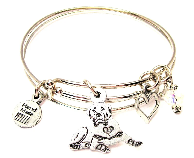 Sitting Rottweiler Expandable Bangle Bracelet Set