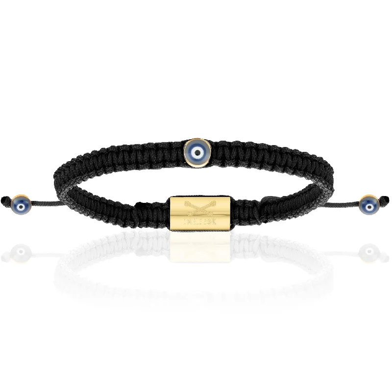 Mini Evil Eye Black Polyester With 18K Yellow Gold Bracelet