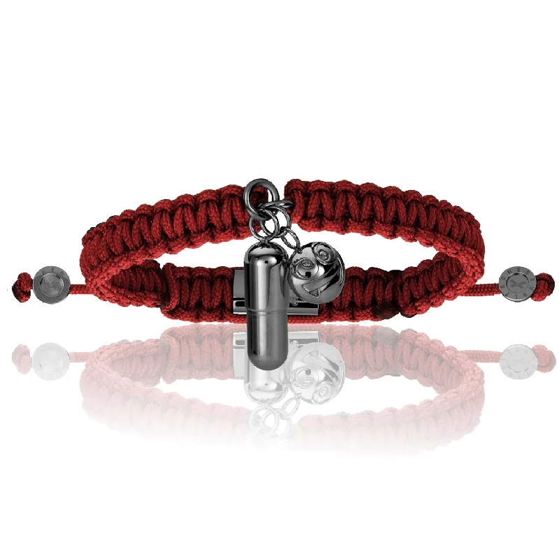 Pill Emoji Red Wine Polyester With Black PVD Bracelet