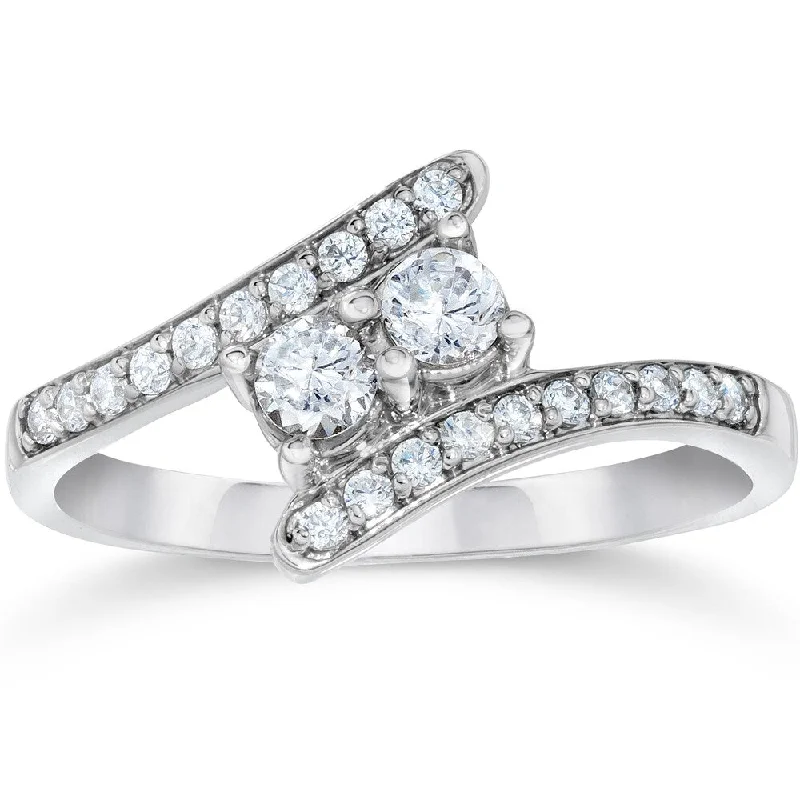 10k White Gold 1/2ct TDW 2-stone Diamond Ring