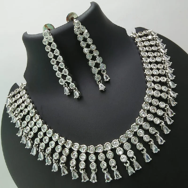 Kavita Art Silver Plated American Diamond Necklace Set