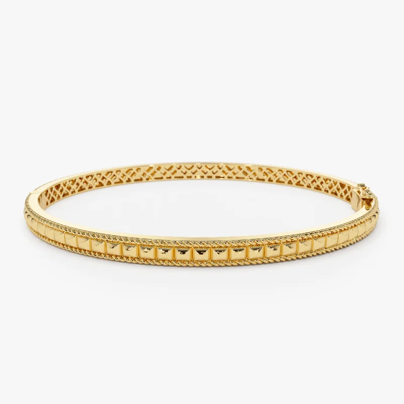 14k Pyramid Gold Bangle Bracelet