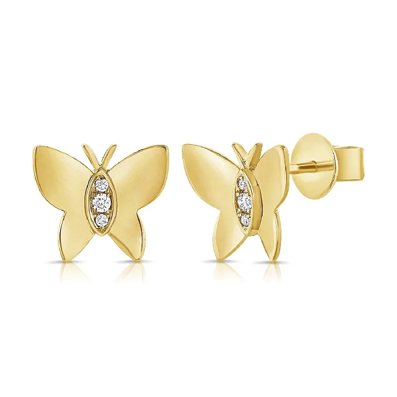 Joelle Diamond Butterfly Stud Earrings 14K Yellow Gold -